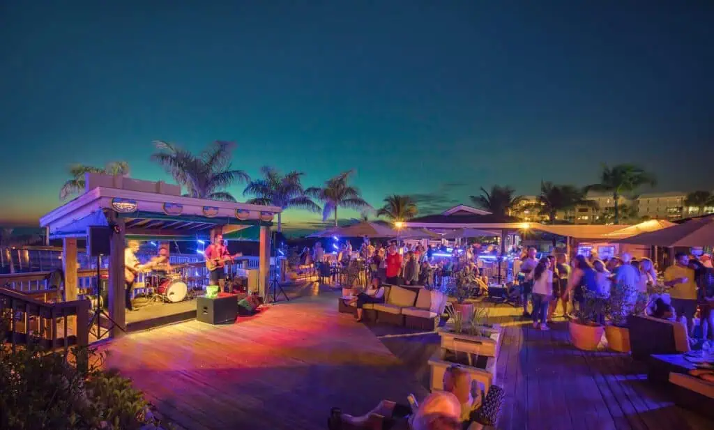 a beach bar at night on St. Pete Beach.