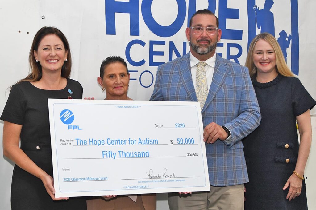 Kate Cotner, FPL director of community engagement; Joanne Sweazey, executive director of The Hope Center for Autism; Chris Vaccaro, director of business development; Lisa Rhodes, executive director, Education Foundation of Martin County. Photo by Doreen Poreba