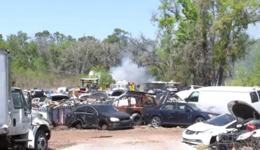 Several vehicles catch fire at used auto parts business on West Beaver Street