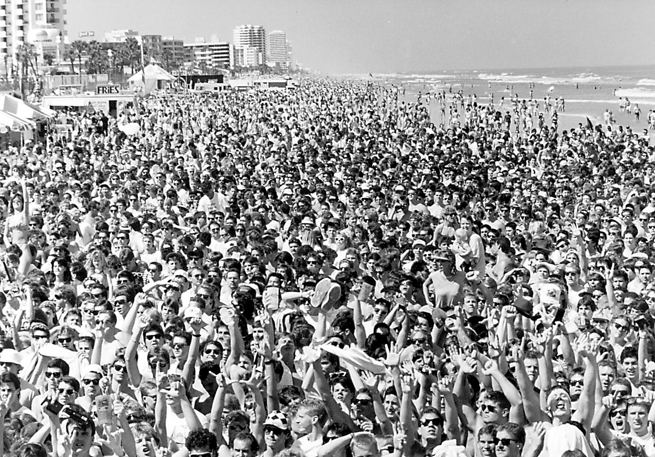Thousands of spring breakers pack Daytona Beach during a concert...
