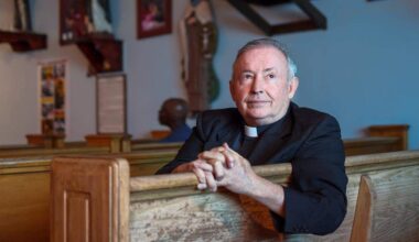 Father Bob Caudill at All Saints Catholic Mission feeds the homeless every day, despite city officials claiming it was against the rules. He gathers his thoughts while addressing the importance of carrying for those most in need on Monday, January 26, 2026, in Oakland Park, Florida. The city fined him $150 each day since 2016. He sued the city for religious discrimination. The trial was set to begin soon.