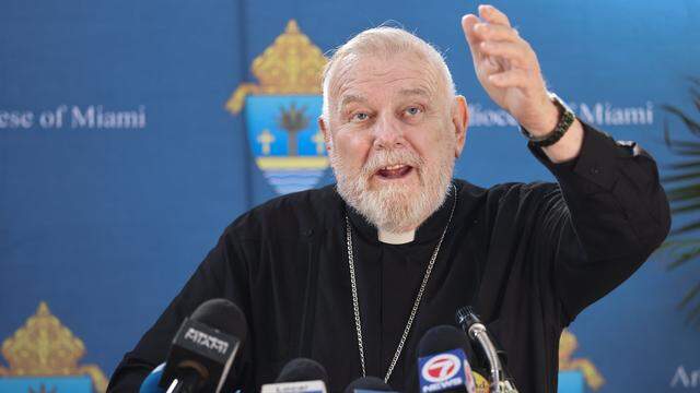 Archbishop Thomas Wenski, left, advocates for the continuing TPS for Haitians as the American Business Immigration Coalition held a press conference to urge President Trump and his administration not to rescind Temporary Protected Status for Haitians on the February 3rd, on Tuesday, January 27, 2026, in Miami, Florida.
