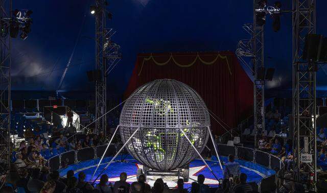Circus performers do an act during the opening day of the 74th annual Miami-Dade County Youth Fair on Thursday, March 12, 2026, in Miami, Fla.