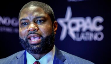 U.S. Congressman, Byron Donalds of Naples, who is running for Florida governor in the 2026 election, speaks to reporters during CPAC Latino 2025 at Seminole Hard Rock Hotel & Casino in Hollywood, Florida, on Saturday, June 28, 2025.
