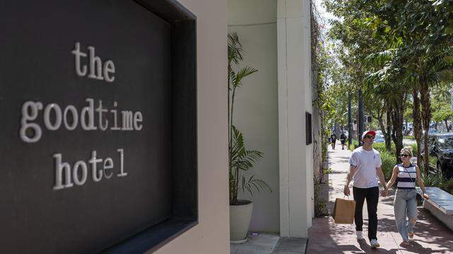 A general view of the entrance to The Goodtime Hotel off Washington Avenue on Thursday, March 19, 2026, in Miami Beach, Fla.