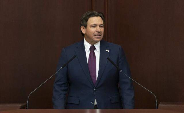 Florida Governor Ron DeSantis delivers his State of the State address during the first day of the legislative session at the Florida State Capitol on Tuesday, Jan. 13, 2026, in Tallahassee, Fla.