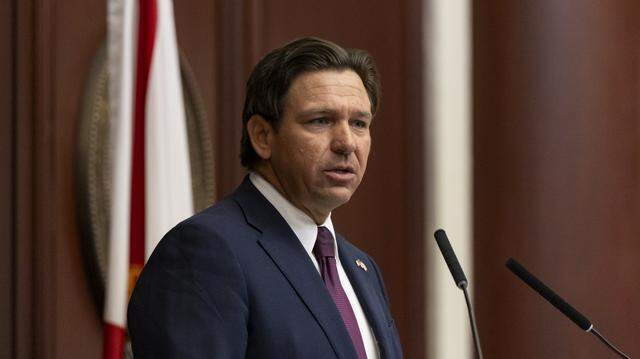 Florida Governor Ron DeSantis delivers his State of the State address during the first day of the legislative session at the Florida State Capitol on Tuesday, Jan. 13, 2026, in Tallahassee, Fla.