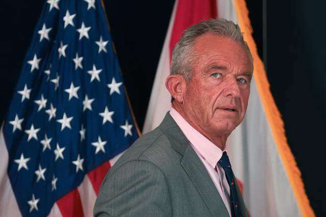 United States Secretary of Health and Human Services Robert F. Kennedy, Jr. walks toward the podium prior to speaking to reporters and healthcare providers about a new farm-to-hospital partnership during a press conference at Nicklaus Children's Hospital in Miami, Florida, Monday, March 30, 2026. The initiative, led by the America First Policy Institute, aims to connect Florida farms to hospital food programs to strengthen local agriculture and improve patient health outcomes.