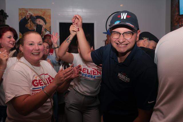 William “Willy” Marrero celebrates with supporters and friends after winning the Group 4 seat of the Hialeah City Council runoff election on Tuesday, Dec. 9, 2025.