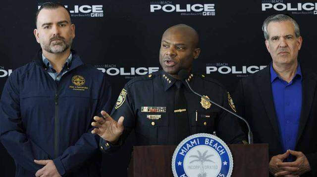Wayne Jones, Miami Beach Chief of Police, talks about measures for dealing with spring break in Miami Beach during a press conference on Tuesday, Feb. 24, 2026, at Miami Beach Police Headquarters.