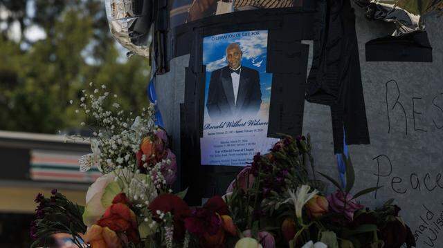 A memorial for Ronald Wilson sits on display on Thursday, March 26, 2026, at the crash site where Wilson, who was making a left turn on Feb. 16 during a pursuit involving BSO deputies, was killed at the intersection of Prospect Road and Northwest 31st Avenue in Tamarac, Fla.