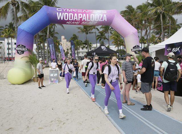 Teams arrive to compete in Gymreapers Wodapalooza fitness festival on Friday, March 13, 2026 in Miami Beach . Andrew Uloza / for Miami Herald