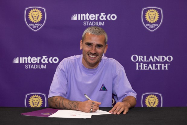Atletico Madrid's Antoine Griezmann signed with Orlando City SC, according to an announcement on Tuesday, March 24, 2026. (Photo courtesy Orlando City)