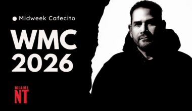 Collage of Winter Music conference Miami with a photo of Junior Sanchez and a Miami New Times Logo