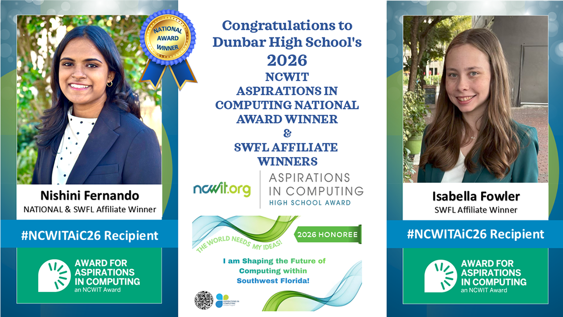Dunbar High School Leads Southwest Florida in NCWIT Aspirations in Computing Honors