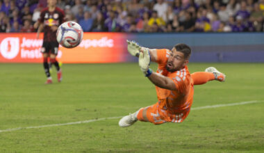 Image of Maxime Crepeau making a save against the New York Red Bulls.