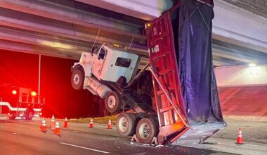 Dump truck hits I-95 overpass in Martin County, shuts down southbound lanes