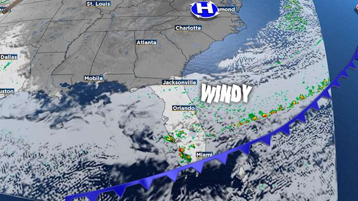 Gusty winds, showers blast into Central Florida