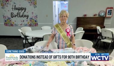 Donations instead of gifts for 90th birthday