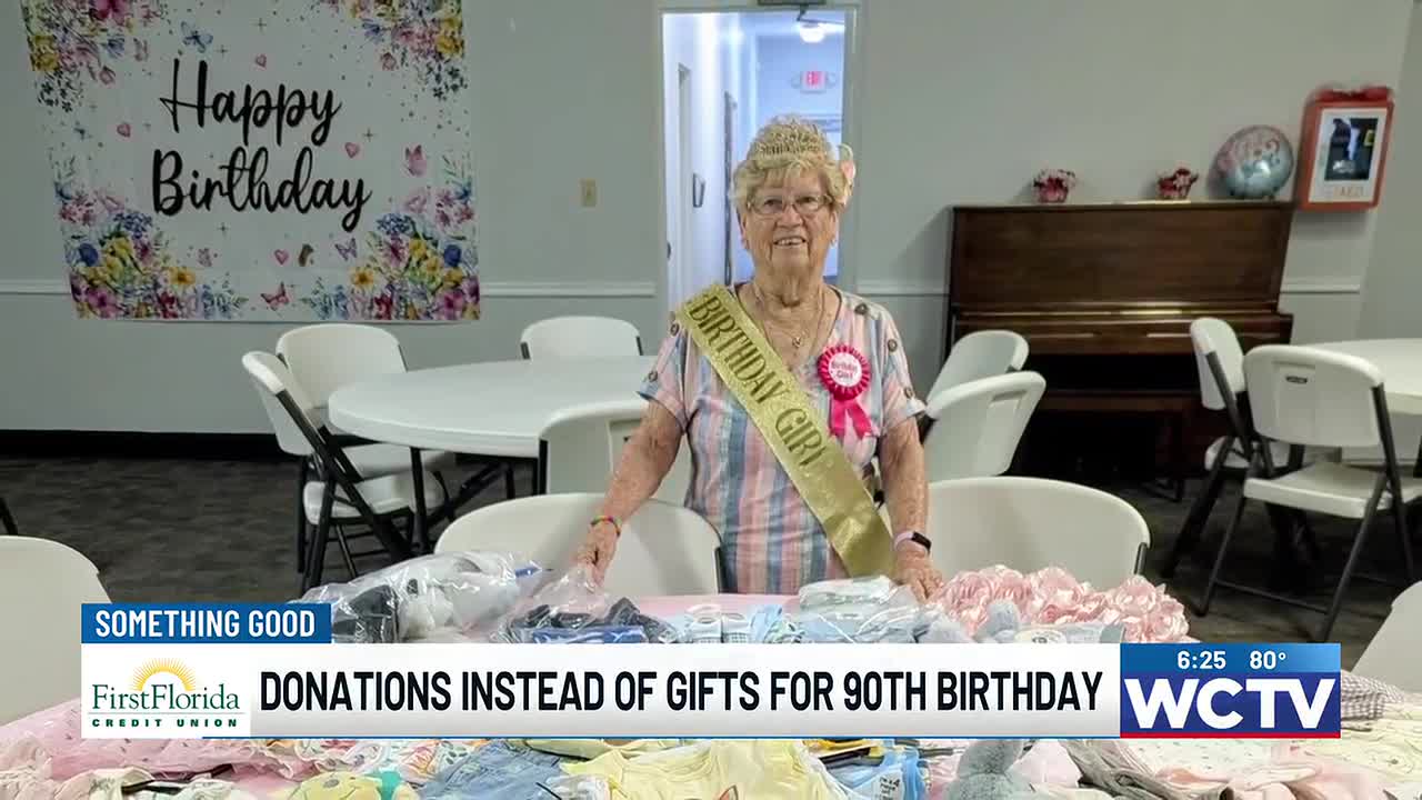 Donations instead of gifts for 90th birthday