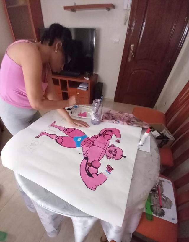 Misleidys Castillo has drawn monumental, muscular figures since she was 6 or 7 years old. “She decides when to start and when to finish,” her mother says.