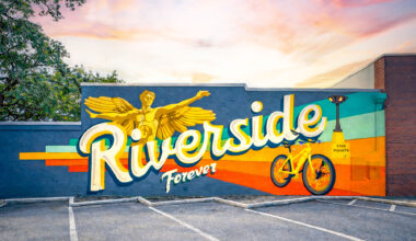 John and Tiffany Kovacs, owners of the new F45 Training, have commissioned a “Riverside Forever” mural for the side of their building.