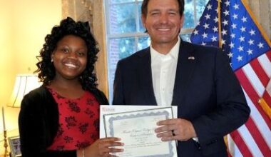 Saije Wade Cody with Governor Ron Desantis