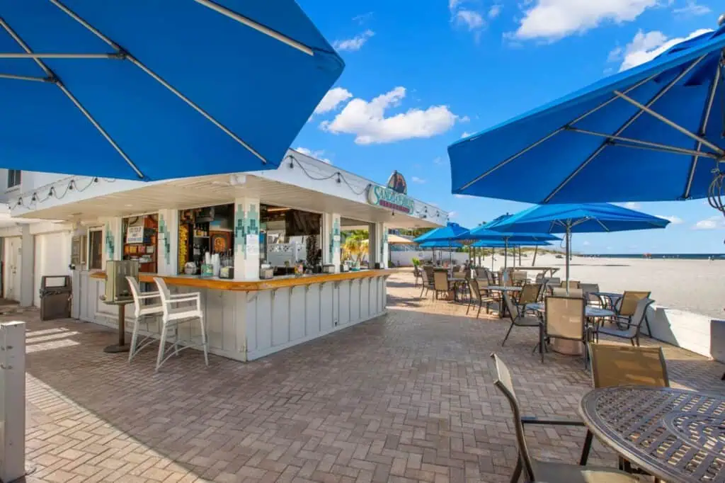 The exterior of a beach bar