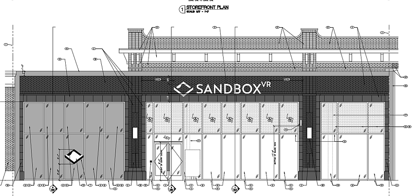 A conceptual plan for the storefront of Sandbox VR.