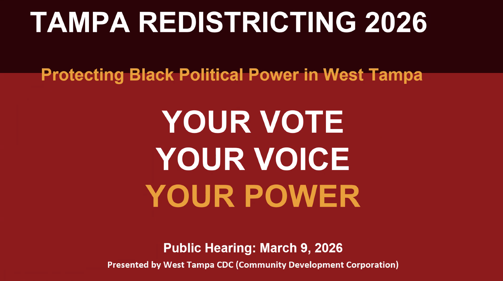 West Tampa leaders urge support for "alternative two" in a redistricting debate