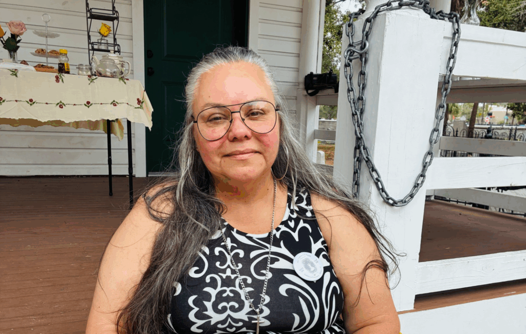 Photo of Aileen Henderson at an event hosted by the Cemetery Society/WMNF News