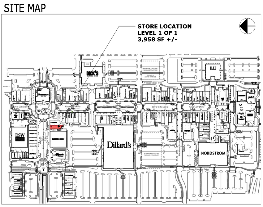 A site map showing the intended location of Brandy Meville between California Pizza Kitchen and Claire's.
