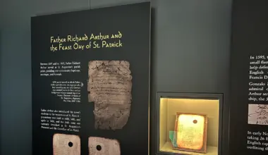 A display from the museum exhibit about St. Augustine and the Irish.