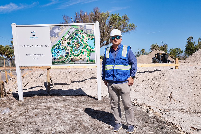 Greg Spencer, CEO of Timbers Co., at the site of Captiva Landing, a new waterpark under construction at the South Seas resort on Captiva. Greg Spencer, CEO of Timbers Co., at the site of Captiva Landing, a new waterpark under construction at the South Seas resort on Captiva.