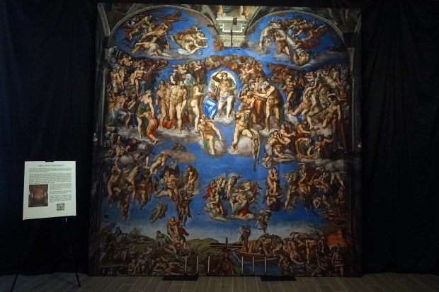 "The Last Judgment" is featured as part of Michelangelo's Sistine Chapel: The Exhibition at the Galleria Mall in Fort Lauderdale, Fla., on Wednesday, March 11, 2026. (Joe Cavaretta/South Florida Sun Sentinel)