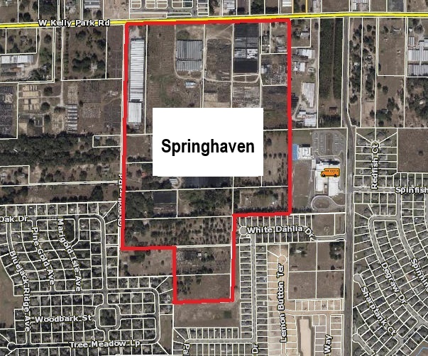 Springhaven, formerly known as Chandler Hills, consists of 117 acres across 19 parcels of land on the south side of West Kelly Park Road in Apopka. (Orange County Property Appraiser)