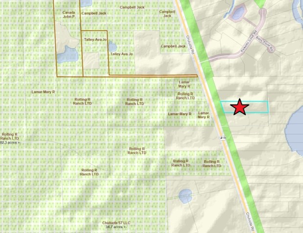 Rolling Ranch LTD and Mary R Lamar sued Orange County under the provisions of SB 180 after county commissioners denied their proposal for an 1,800-home community in rural east Orange County. Rachel Hildebrand lives directly across from the property. (Source: Orange County Property Appraiser)