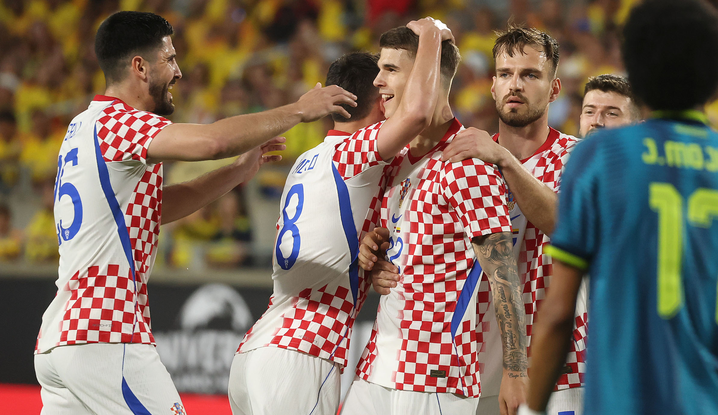Croatia players celebrate after a goal during the Road to...