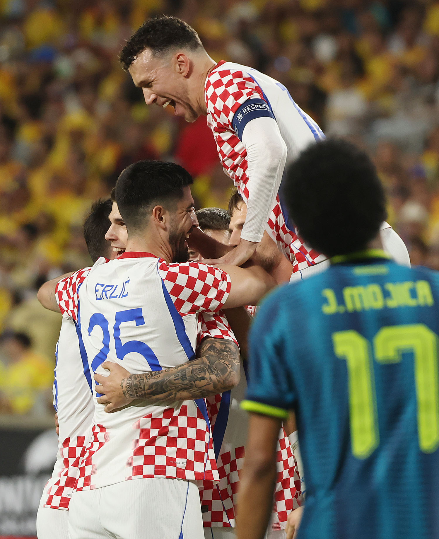 Croatia players celebrate after a goal during the Road to...