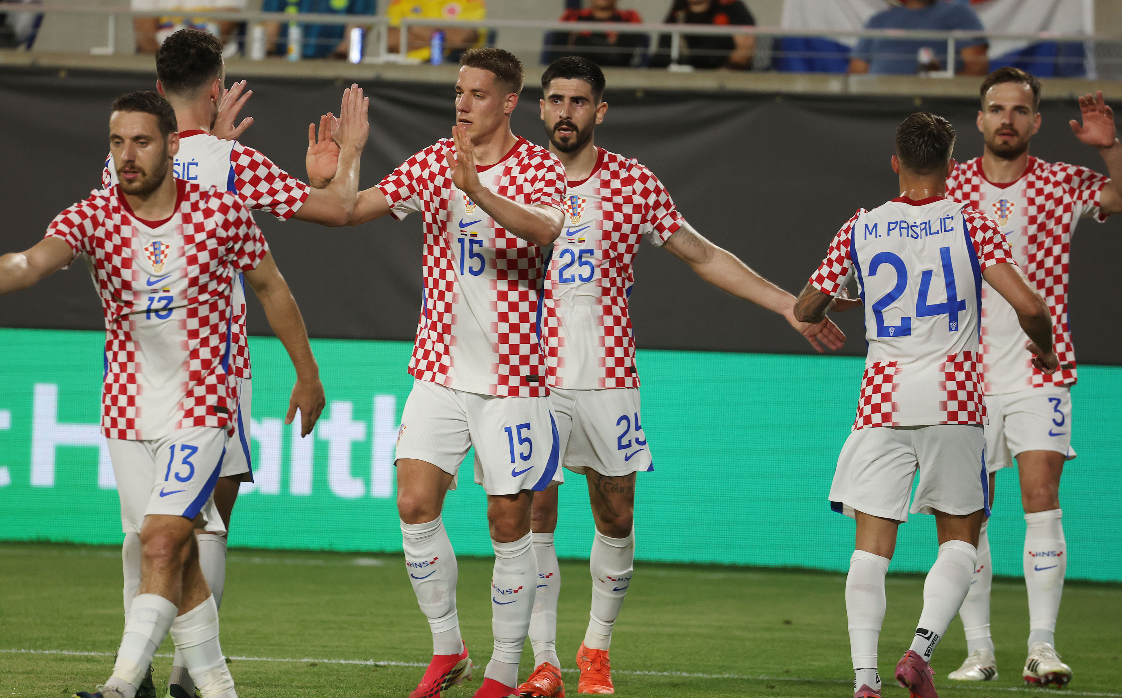 Croatia players celebrate after a goal during the Road to...
