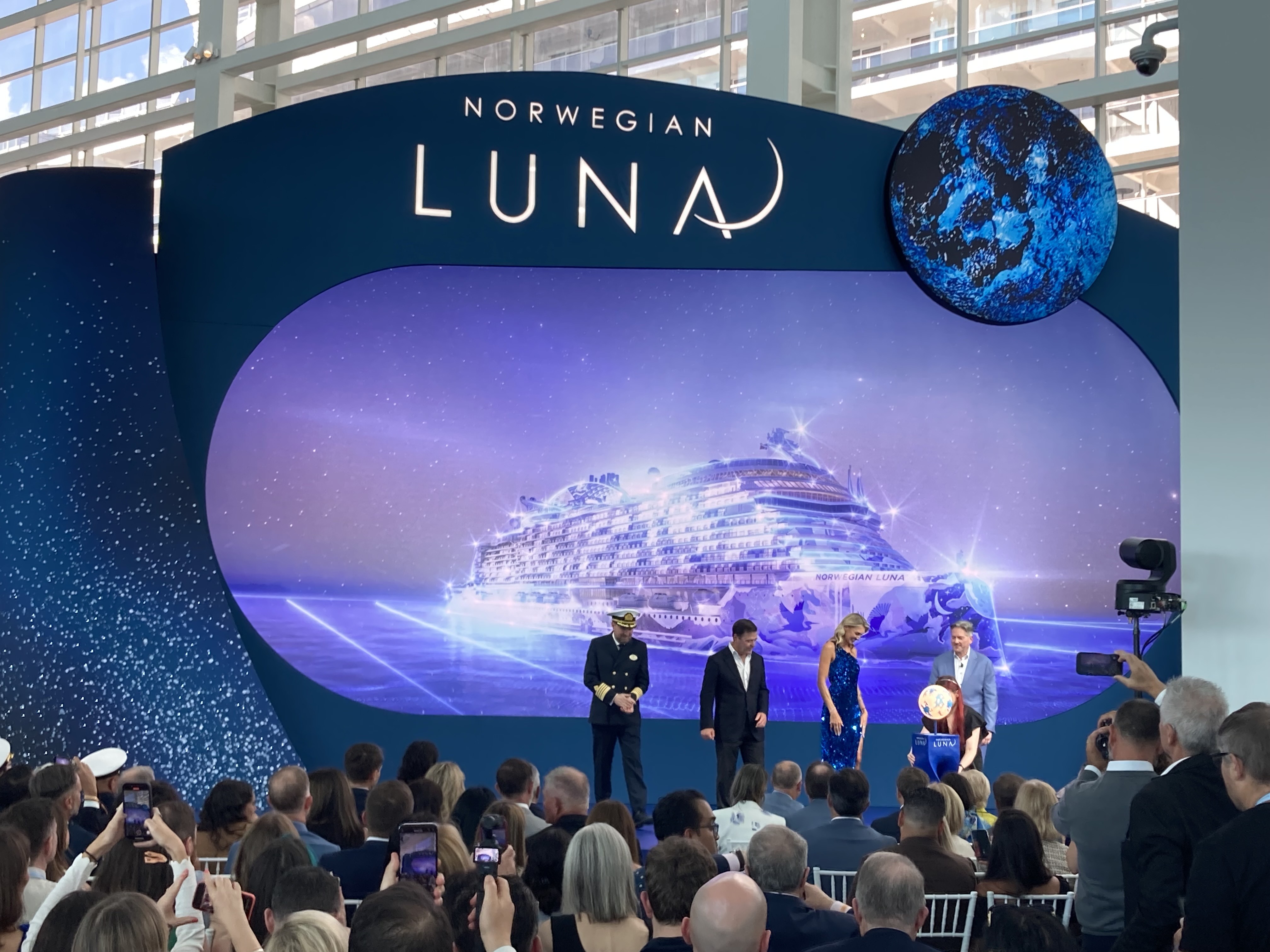 From left to right, Norwegian Luna Captain Robert Lundberg, Norwegian...