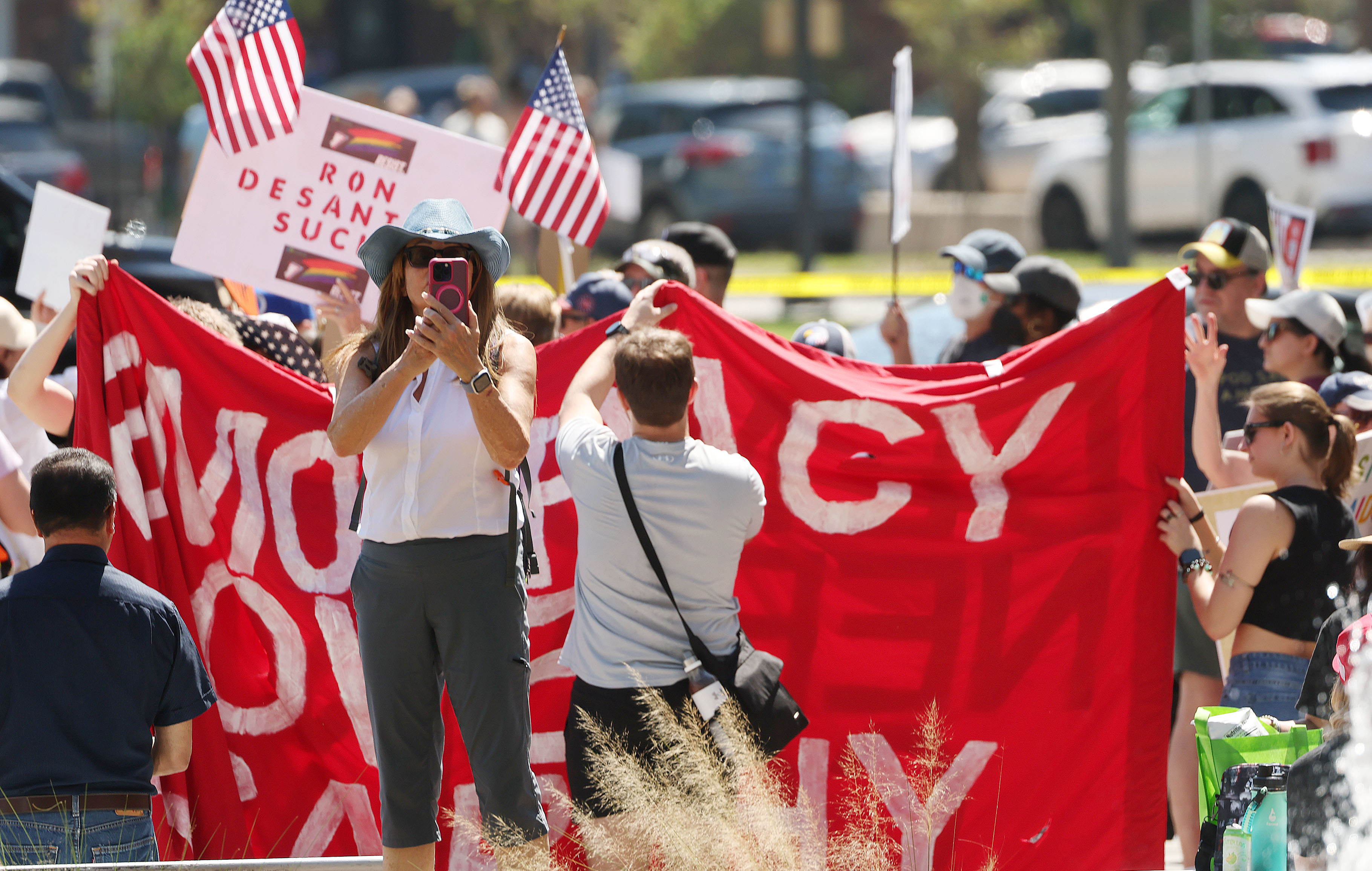 Thousands protest in front of Orlando City Hall on Saturday...