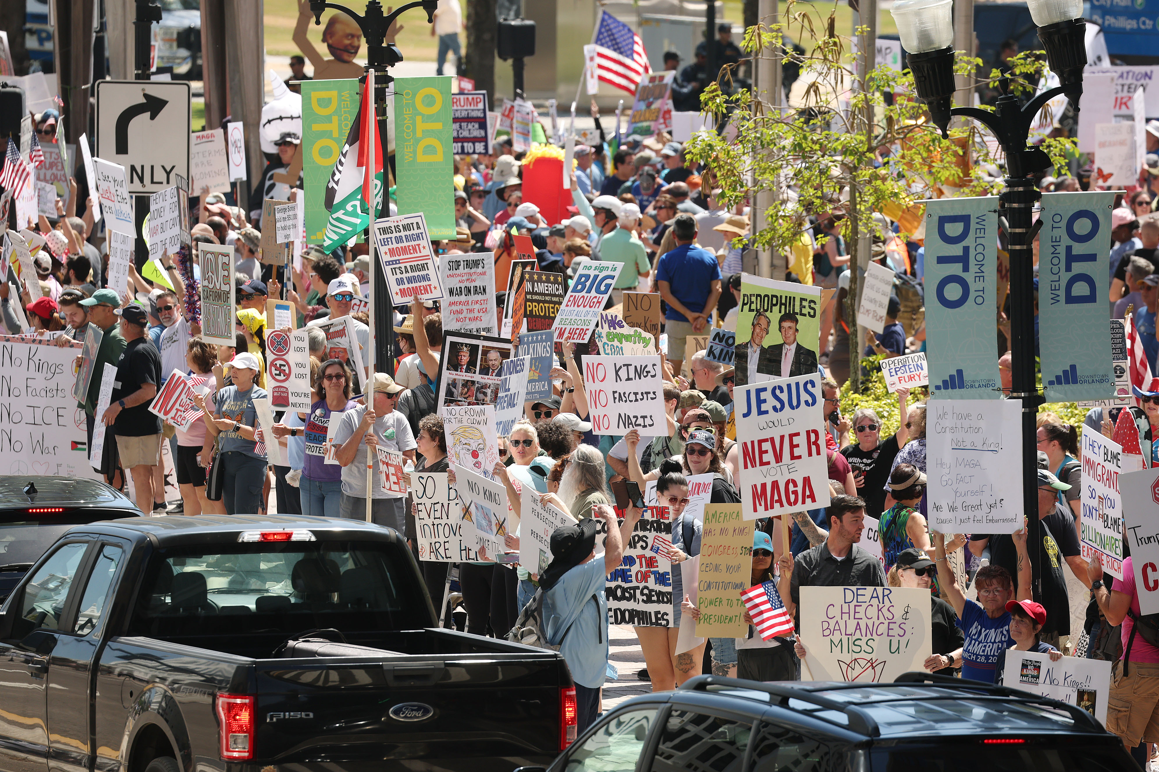 Thousands protest in front of Orlando City Hall on Saturday...