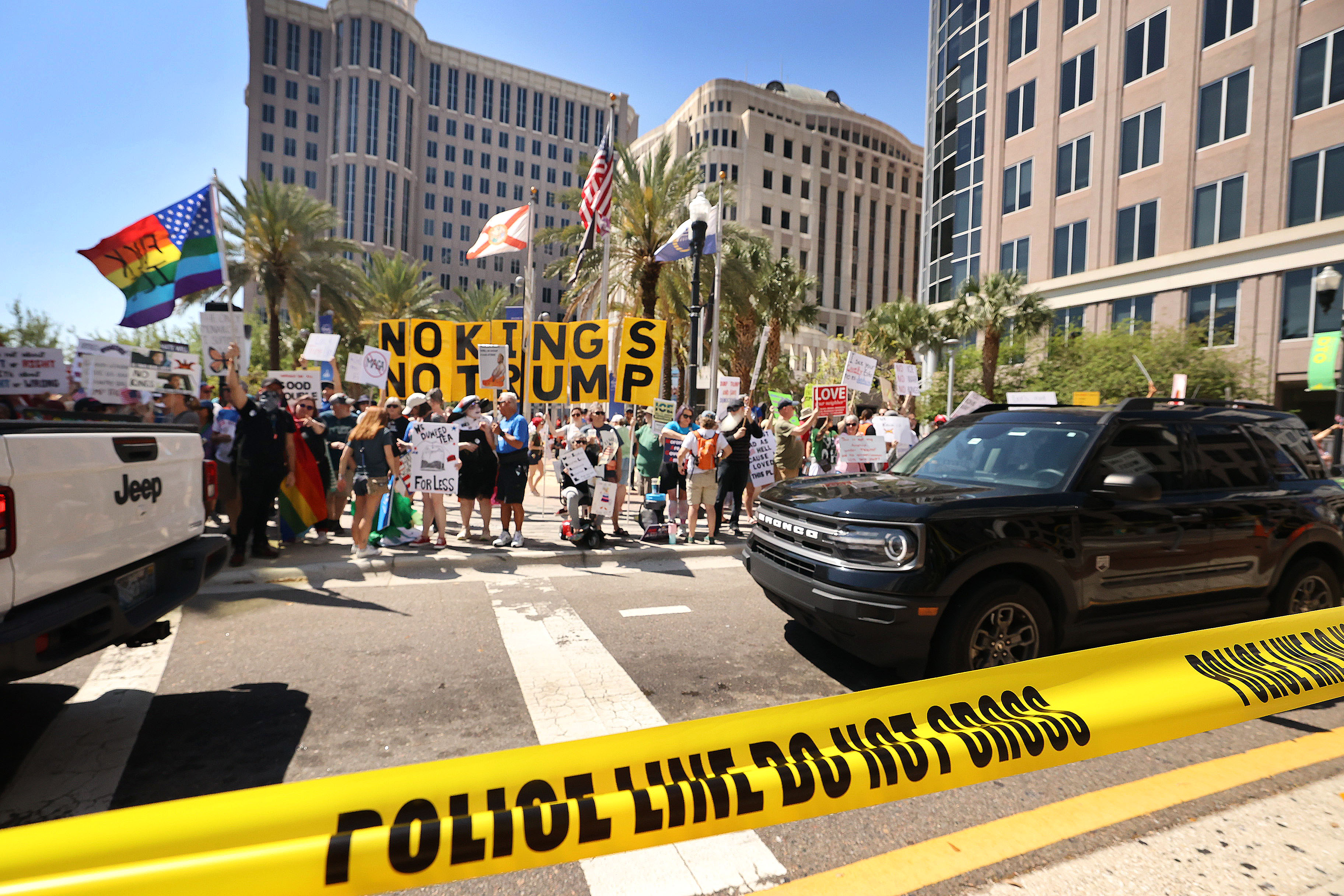 Thousands protest in front of Orlando City Hall on Saturday...