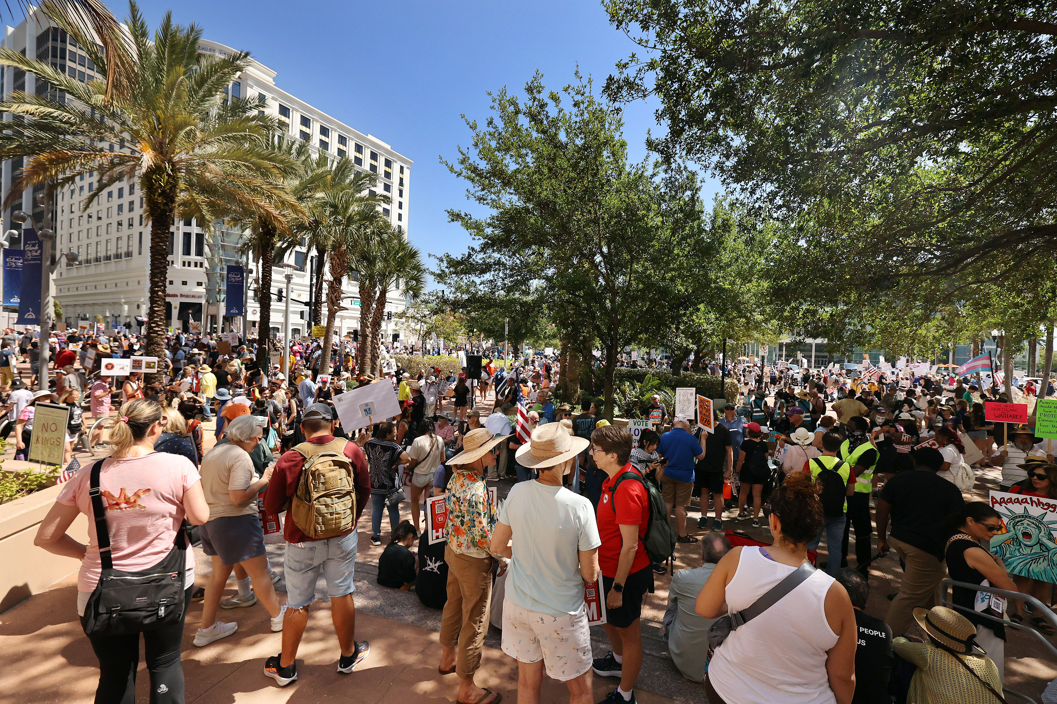 Thousands protest in front of Orlando City Hall on Saturday...