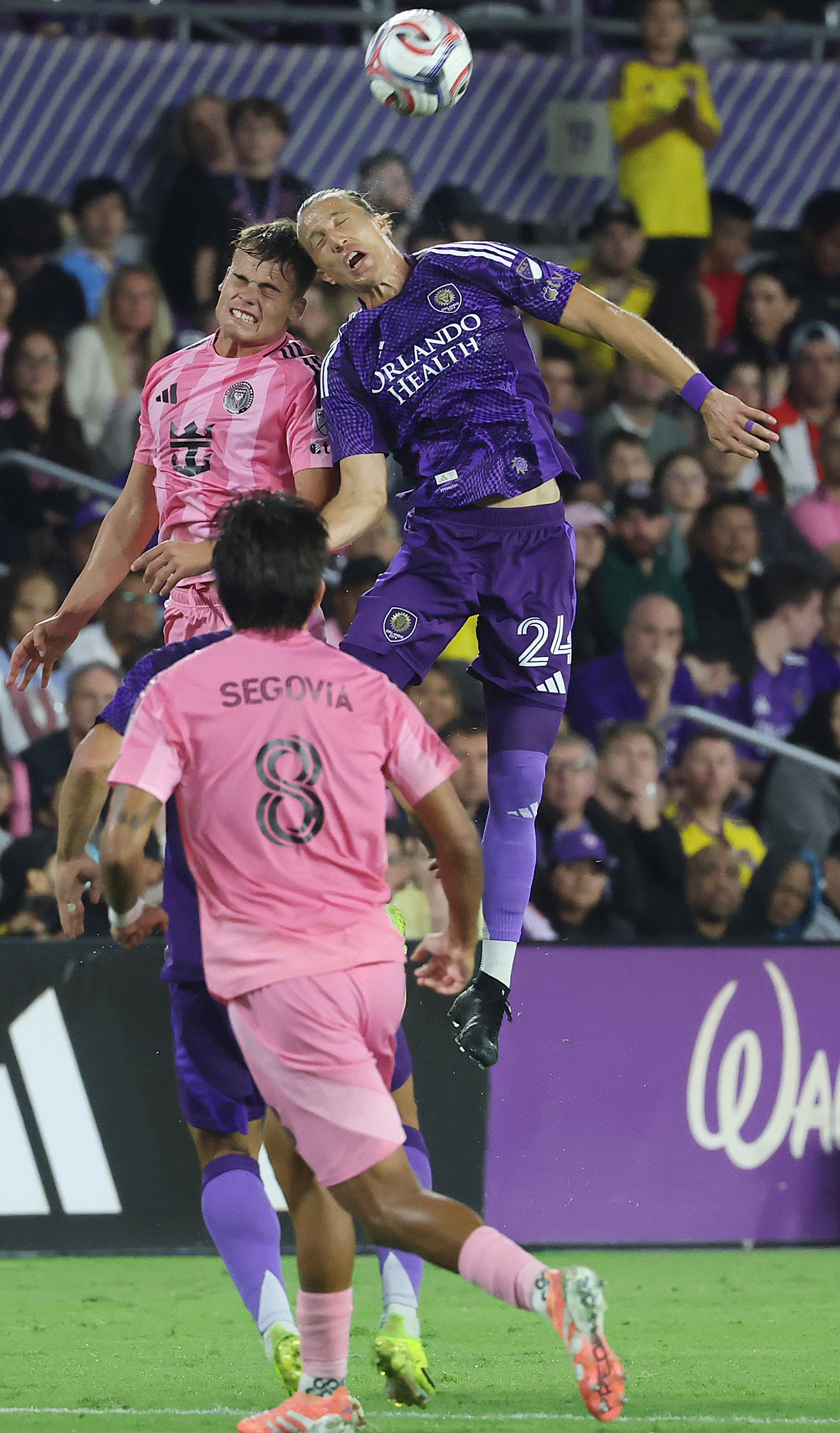Orlando player Griffin Dorsey (24) heads the ball during the...