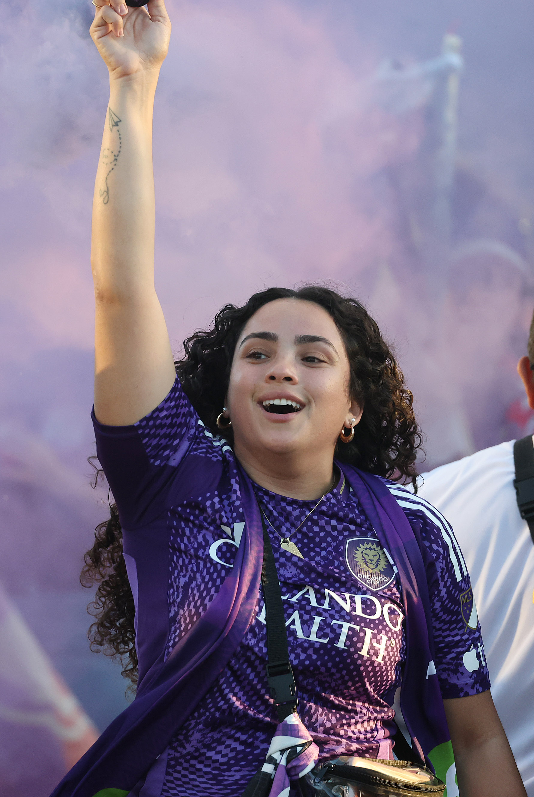 Orlando fans march into the stadium before the Inter Miami...
