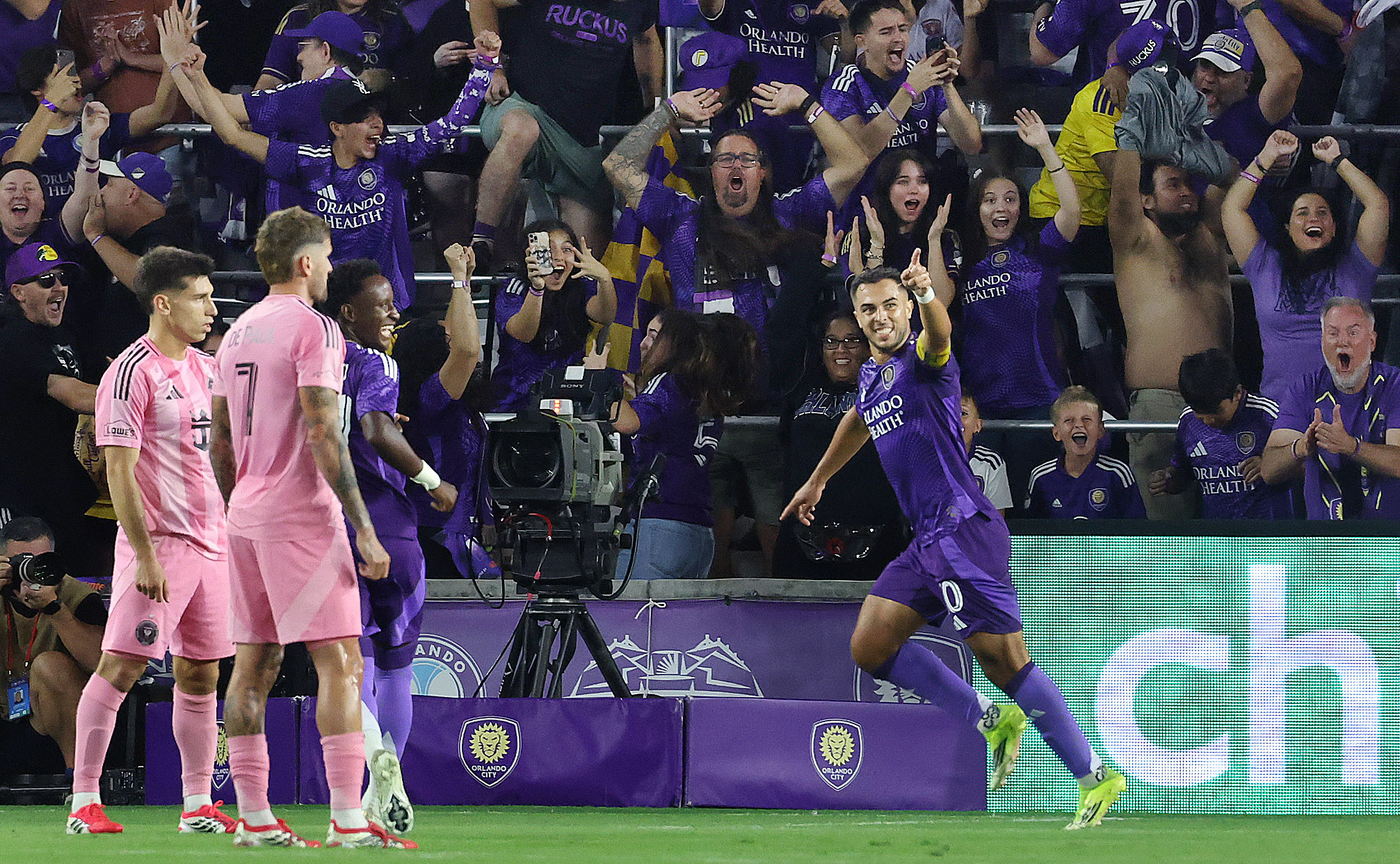 Orlando player Martin Ojeda celebrates after he scored a goal...