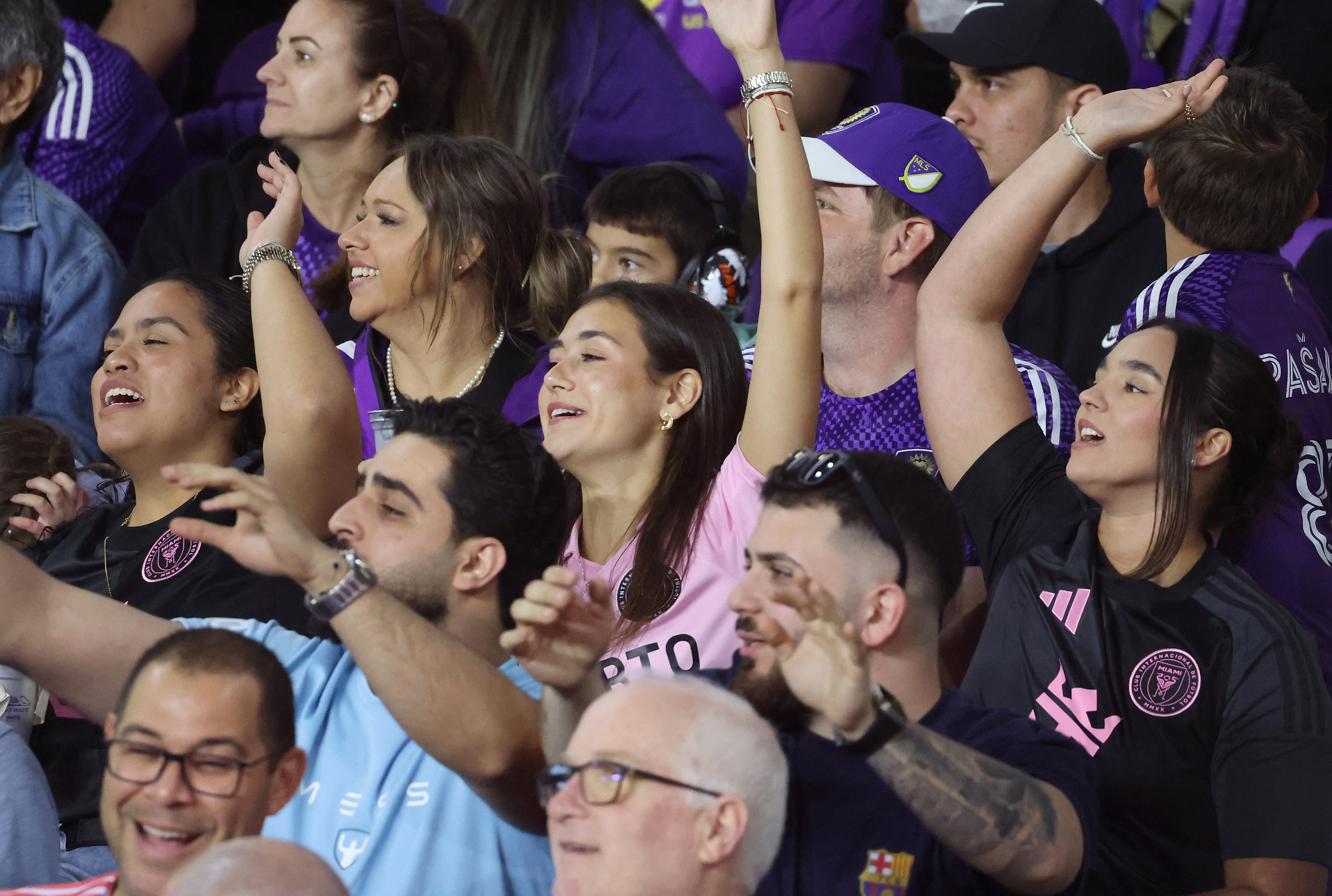 Miami and Orlando fans cheer during the Inter Miami at...