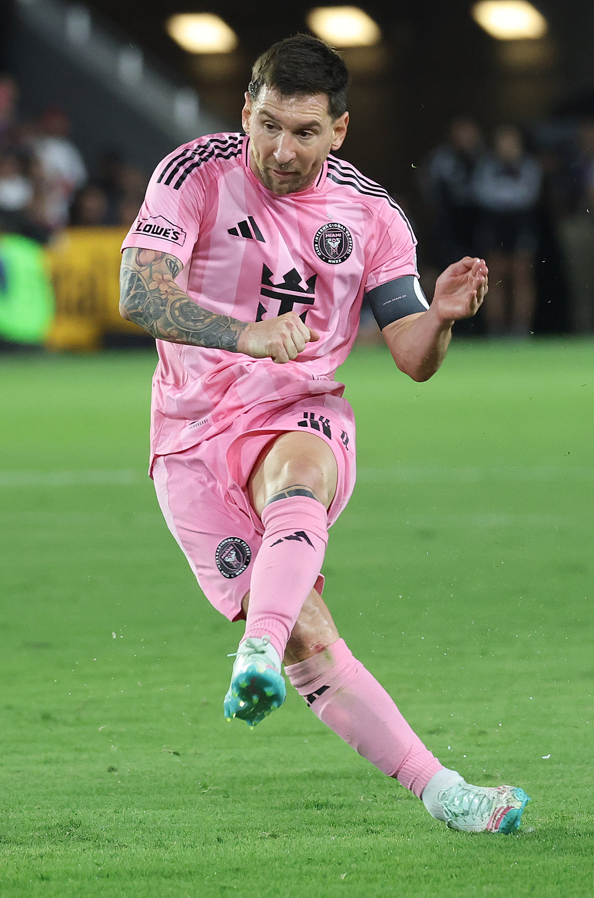 Miami player Lionel Messi kicks during the Inter Miami at...